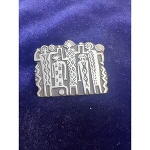 ALICE SEELY Urban Fetishes Brooch Pin 2000 Pewter Southwestern Tribal